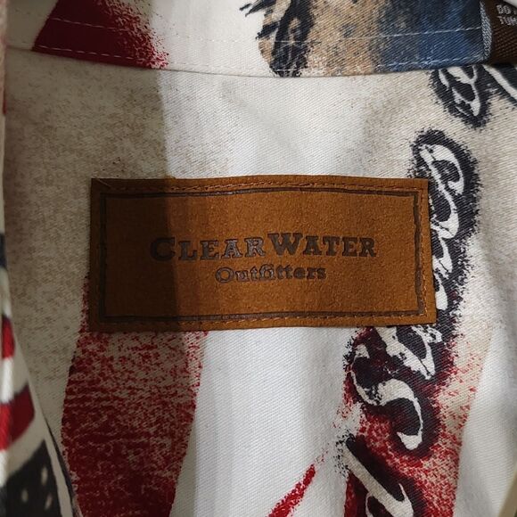 Clear Water Outfitters  Military USA Home of the Brave Button down shirt Sz M - Picture 5 of 7
